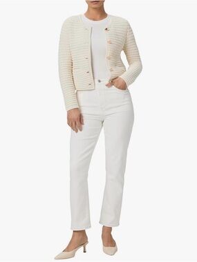 34. PAIGE • NWT $240 Billy Crop -High-Rise Straight Leg Jeans Cream W16” R12”I26